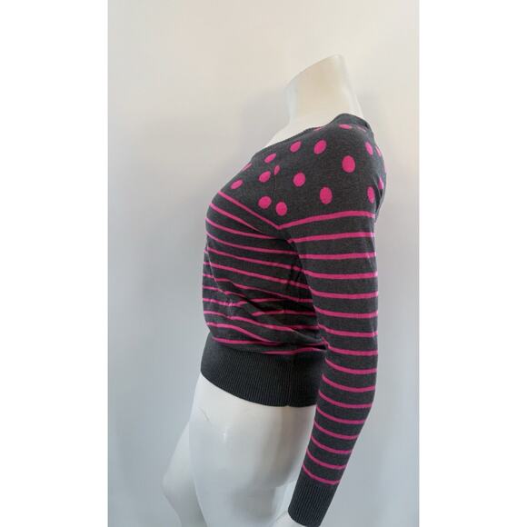 Torrid Women’s Sweater Size 0 10 NWT Grey Hot Pink Polka Dot Winter Casual - Picture 3 of 4